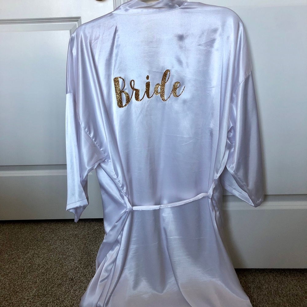 White and Gold Bride Robe